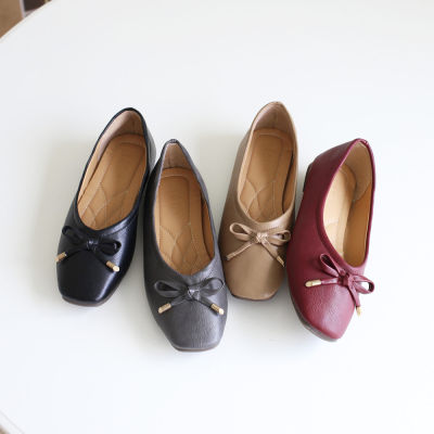 [ccomccomshoes] Moss Ribbon Flat Shoes (1 cm)-Its a ribbon flat shoes with an elegant vibe