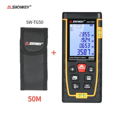 SNDWAY Handheld Digital Laser Distance Meter Portable Mini Range Finder High-precision Rangefinder with 30 Groups Data Storage LCD Display Backlight 2 Bubble Levels Diastimeter Distance Area Volume Measurement (50m)