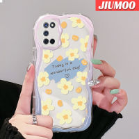 เคส JIUMOO สำหรับ OPPO A52 A92 A72 4G เคสเนื้อครีมรูปแบบดอกไม้สีเหลืองกันกระแทกแบบนิ่มเคสโทรศัพท์โปร่งใส TPU ซิลิกาแบบใสเจลป้องกันการตกหล่นฝาครอบป้องกันเลนส์กล้องถ่ายรูป