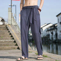 แฟชั่นผู้ชายผ้าฝ้ายและผ้าลินินกางเกง Jogger Sweatpants จีนหลวมสบายๆ Harem กางเกง Elasticated Waistband กางเกง