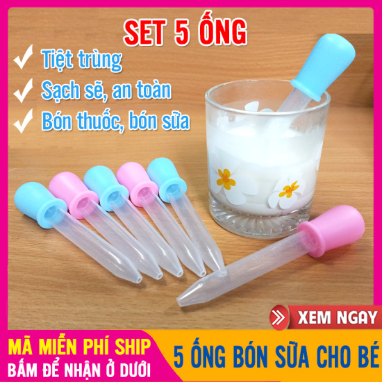 Set 5 ống bón sữa cho bé tiệt trùng đảm bảo vệ sinh, chất liệu silicon mềm - ảnh sản phẩm 8