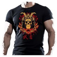 New SHOGUN SAMURAI MENS GYM cotton short sleeve cool t shirt casual O neck top black fathers day gift