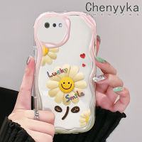 Chenyyka เคสสำหรับ Realme C2 C2S เคส A1K OPPO ลายการ์ตูนใบหน้ายิ้มปลอกซิลิโคนเนื้อครีมขอบเป็นคลื่นลายดอกไม้เลนส์กล้องถ่ายรูปป้องกันการกระแทกใหม่เคสนิ่มใส