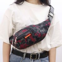 Women Waist Bag Canvas Camouflage Sport Fanny Pack Men Bum Hip Bag Travel Chest Bag Crossbody Shoulder Bags Phone Purse Belt Bag Running Belt