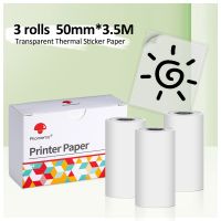 Phomemo Thermal Self-Adhesive Paper For M02 M02S M02Pro Mini Printer Black on Transparency Paper 53mm*3.5M , 3-in-1 Set