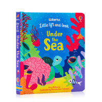 Original English genuine little lift and look under the sea world marine animal cognition cardboard flip book childrens English Enlightenment picture book produced by Usborne