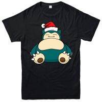 【HOT】Pokemon Christmas T-Shirt, Snorlax Santa Xmas Festive Adult s Tee Top100%cotton