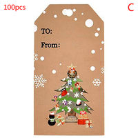 Qearl 100pcs Merry Christmas Tags Kraft Paper Card Gift Label Tag DIY Hang Tags Gift