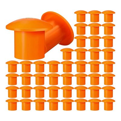 100 Pcs Mushroom Rebar Cap Plastic Safety Caps for Rebar 3 to 7, Orange Color, 2.36 X 2.17 X 1.5 Inches