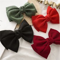 Girls New Oversized Bow Knot Hairgrips Linen Barrette Hair Clip Ponytail Women Elegant Headwear Hairpins Hair Red White Acessory