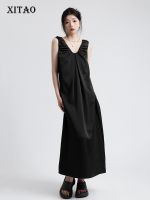 XITAO Dress Black Women Temperament Sleeveless Tank Dress