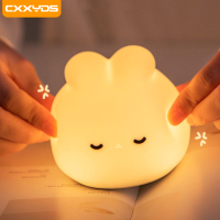 Mini Kawaii Pop Rabbit Baby Night Light 3สีเปลี่ยน Eye Protection ห้องนอนข้างเตียง Timing Night Light ของขวัญเด็ก