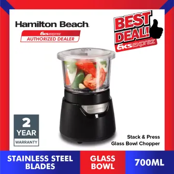  Hamilton Beach Stack & Press Mini 3-Cup Glass Bowl Food  Processor & Vegetable Chopper, Black (72860): Home & Kitchen