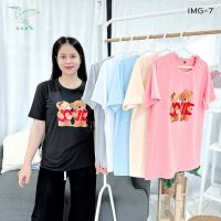 4000 IMG-7# เสื้อยืด ผ้าคอตตอนผสม พิมพ์ลายน้องหมี สไตล์เกาหลี