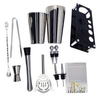 Limited Time Discounts 12 Pieces Bartender Kit Includes Shaker Rack  Pourer &amp; Ice Tong Cocktail Shaker Premium Shaker Barware Set Free Shipping