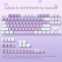 คีย์แคปแบบกำหนดเอง♟Double Shot Xvx Profile ปุ่มกด PBT  สีม่วง110 Keycaps แบบกำหนดเองสำหรับ Sk61/เป็ด/Gk61 Ga เชิงกล