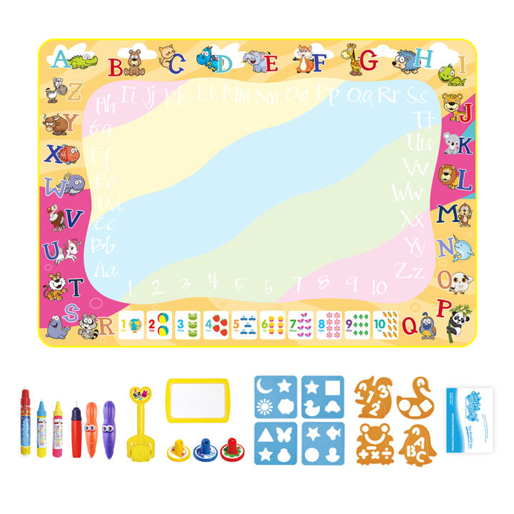 Kids Magic Water Drawing Mat &amp; Fluorescent Pens Reusable Doodle Rug Coloring Set Painting Tools Early Educational Toys Xmas Gift