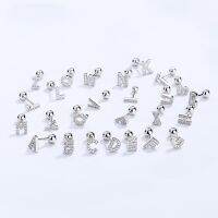 SLE1 2021 new s925 sterling silver screw thread 26 letter earrings female h f v-shaped zircon diy ear bone nails