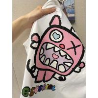 Cotton T-shirt 2023 New Cartoon Graffiti Little Monster Loose Couple Tops