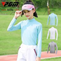 PGM Gilrs Sun Protection Golf Sports Shirts Summer Children Long-Sleeve Ice Silk Tops Shirt Breathable Quick Dry Bottoming Tees YF137