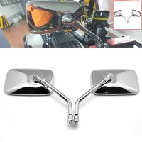 10mm Retro Rectangle Metal Motorcycle Rearview Side Mirrors Chrome Universal For Honda Retroviseur Motorcycle Accessories Mirrors