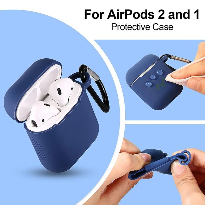 tpu-protective-case-cover-with-secure-lock-keychain-silicone-cover-compatible-with-airpods-2-1-earphones-airpods-not-included-headphones-accessories