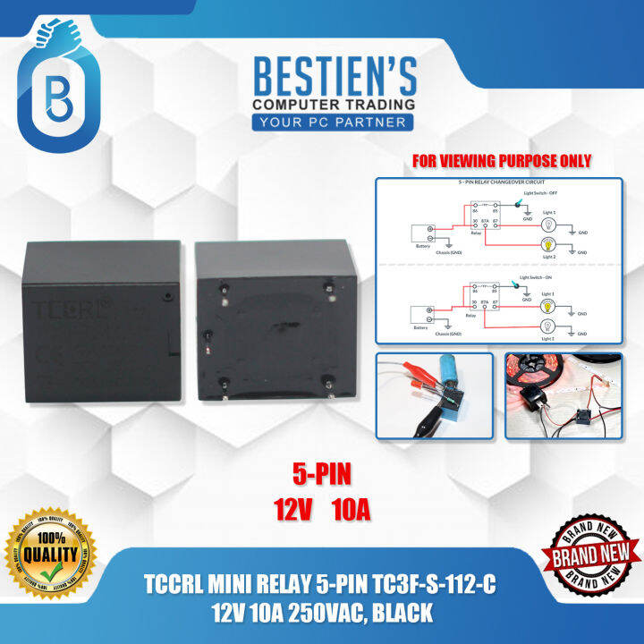 TCCRL MINI RELAY 5PIN TC3FS112C 12V 10A 250VAC, BLACK Lazada PH