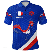 NEW Summer Style 2023 France Rugby Polo Shirt Rose Simple - Bluesize：XS-6XLNew product，Canbe customization high-quality