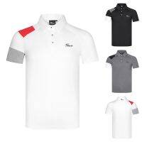 Titleist เสื้อเชิ้ตโปโลระบายอากาศกางเกงเล่นกอล์ฟผู้ชายแขนสั้นปกลำลองเล่นกีฬานอกบ้านแห้งเร็วฤดูร้อน