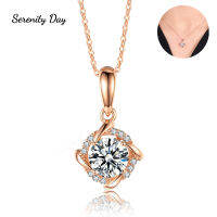 เซเรนิตี้วัน S925ชุบเงินโรสฝัง1ct D สีจริง M Oissanite จี้สร้อยคอสำหรับผู้หญิงเครื่องประดับของขวัญที่ดี