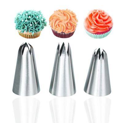 3pcs/set Big Size Icing Piping Russian Nozzles Pastry Tips Fondant Decorating Tools 1M 2F 2D