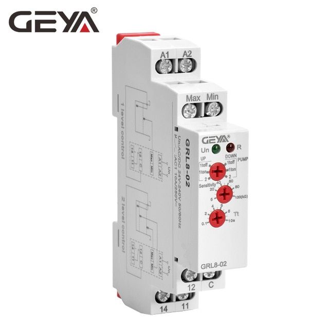 geya-รีเลย์ควบคุมระดับ10a-ควบคุมระดับน้ำราคาปั๊มขึ้นหรือลงรีเลย์ควบคุม-grl8-ac-dc24-240v