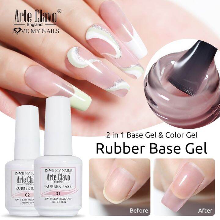 Arte Clavo 15ml Semi Permanent Rubber Base For Polish Gel Top Base Coat