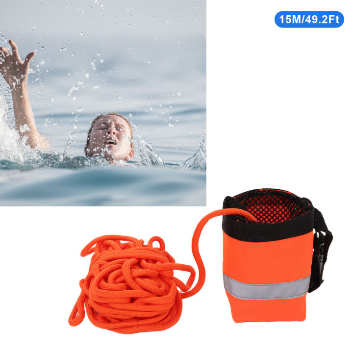 กระเป๋าโยนเชือก15-30ม-ถุงเชือกลอยน้ำเชือกสะท้อนแสงการช่วยชีวิตอุปกรณ์ประหยัดน้ำสำหรับ98-4ft-ช่วยชีวิตกีฬาทางน้ำ