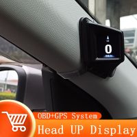 OBD2 HUD + GPS On-คอมพิวเตอร์บอร์ด,มาตรวัดความเร็วด้วย GPS อุณหภูมิน้ำแรงดันน้ำมันเทอร์โบเครื่องวัดความเร็วในรถยนต์จอแสดงผล