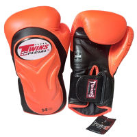 Twins special Boxing Gloves BGVL-6 Orange Black (14,16 oz.)  Muay Thai Sparring MMA K1 Genuine leather นวมซ้อมชกทวินส์ สเปเชี่ยล สีส้ม- ดำ หนังแท้ 100%