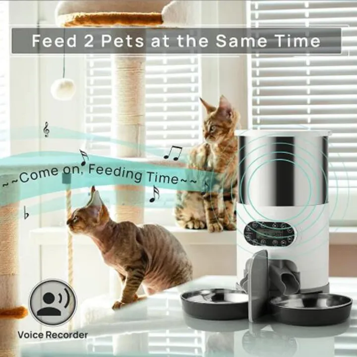 ชามสแตนเลสอาหารสุนัข-app-wifi-สำหรับสัตว์เลี้ยง4-5l-อาหารสองมื้อเครื่องให้อาหารสัตว์เลี้ยงอัจฉริยะ