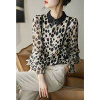 French Elegant Romantic Flavor Lace Flounces Stitching Printed Long Sleeve Shirt Womens Spring Mlxy79815