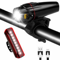 New Bicycle Headlights Bicycle Warning Lights Mountain Headlights 350 Lumens USB Charging Headlights Taillights Bell Set