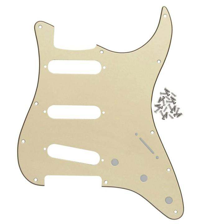 fleor-set-of-11-hole-strat-guitar-pickguard-pick-guard-sss-scratch-plate-3ply-with-screws-for-guitar-accessories