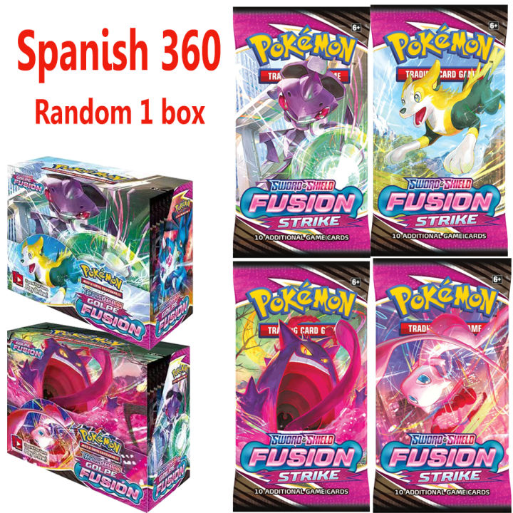 Newest Spanish Pokemon Cards 360 Pcs Pokémon TCG Sword Shield Fusion Strike  Booster Box Trading Card Game Collection Toy