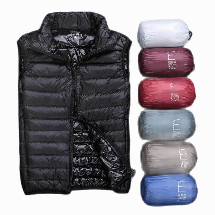 ZeroDis Men's Down Jacket Vest White Duck Down Warm Vest Lightweight