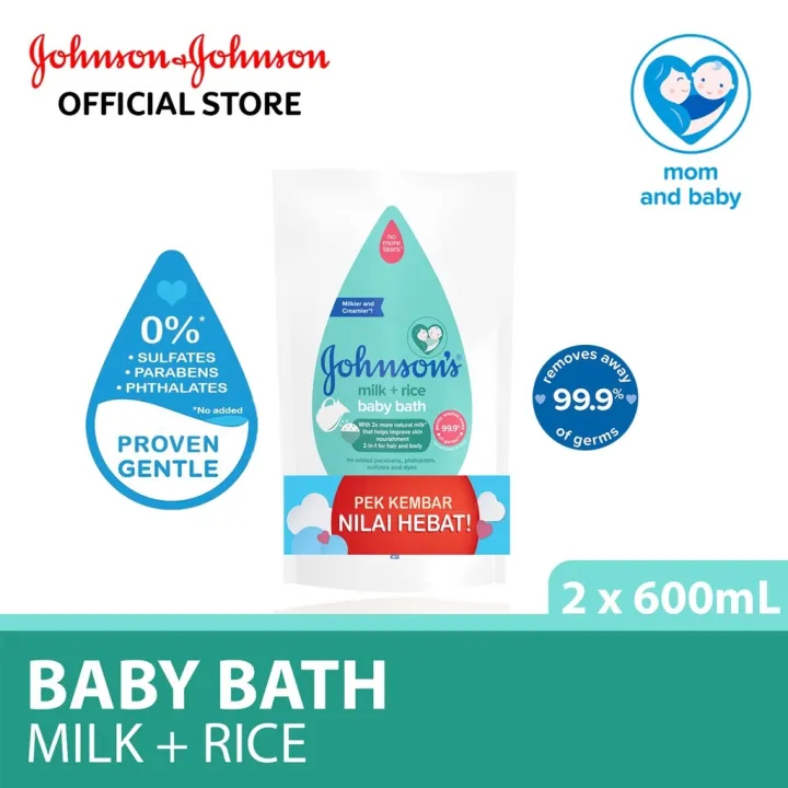 ☂ Johnson's Baby Bath Milk Rice Refill (600ml) [Twin Pack] Lazada