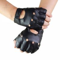 1 Pair Unisex Black PU Leather Fingerless s Solid Female Half Finger Driving Women Men Fashion Punk s2023