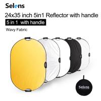 Selens 5-In-1 24X36นิ้ว (60X90ซม.) ที่จับแบบพกพาสะท้อน Reflector กระเป๋าถือสำหรับถ่ายภาพสตูดิโอถ่ายภาพแสงและโคมไฟกลางแจ้ง