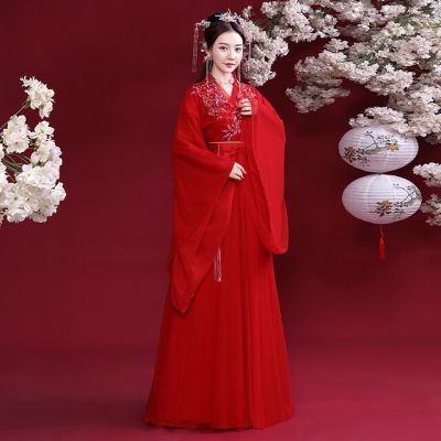 【ใหม่มาถึง】ใหม่ราชวงศ์ถังโบราณชุด Hanfu ผู้หญิงชุดเต้นรำแบบดั้งเดิมจีนงานแต่งงานสีแดงเทพนิยายเสื้อผ้าการแสดงพื้นบ้าน SL4156