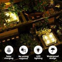 【คลังสินค้าพร้อม】Zir Mall Original Outdoor Solar Brick Lights Solar Ice Cube Light Brick Rock Lamp Frosted Glass Landscape Garden Path Patio Light Lampu Solar Luar Rumah Garden Light 现货包