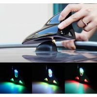 Car Shark Fin Antenna Base Cover Aerial Trim with Remote Control Solar Automobile Top LED Warning Light Signal Receiver