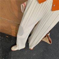 ✉♝✙ 49258 With Drape High Waist Pit Strip Loose Straight Casual Trousers Mopping Pants