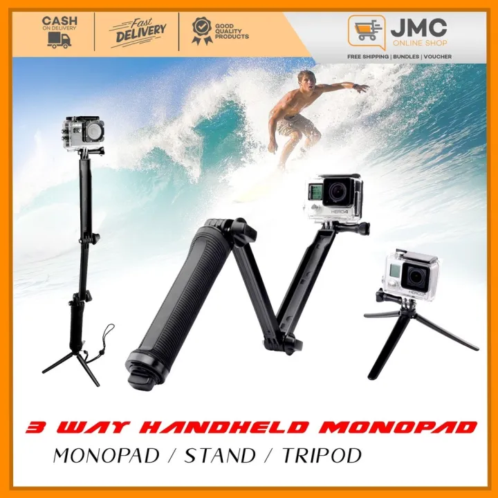 GoPro Accessories GO117 20cm Collapsible 3 Way Monopod Mount Camera